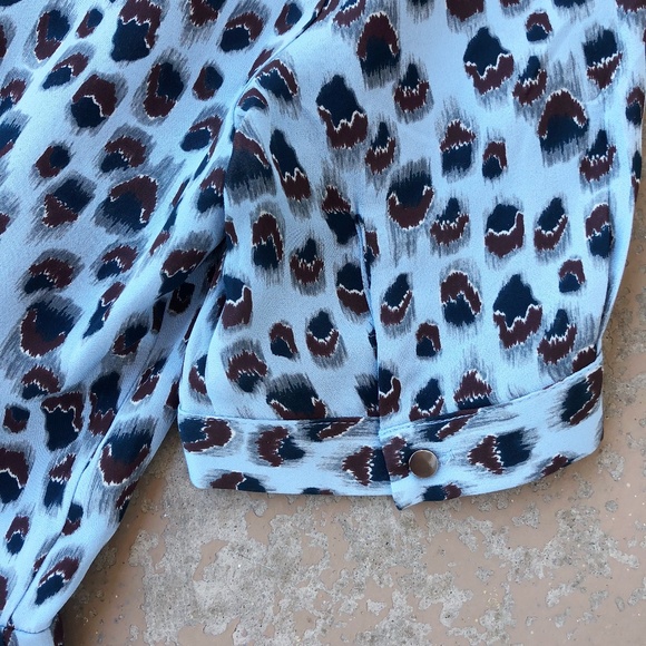 Reiss Blue Leopard Animal Spot Mini Dress - Picture 5 of 5